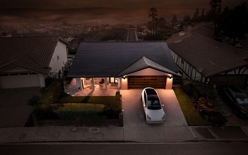 Lights on with Tesla solar roof in san diego